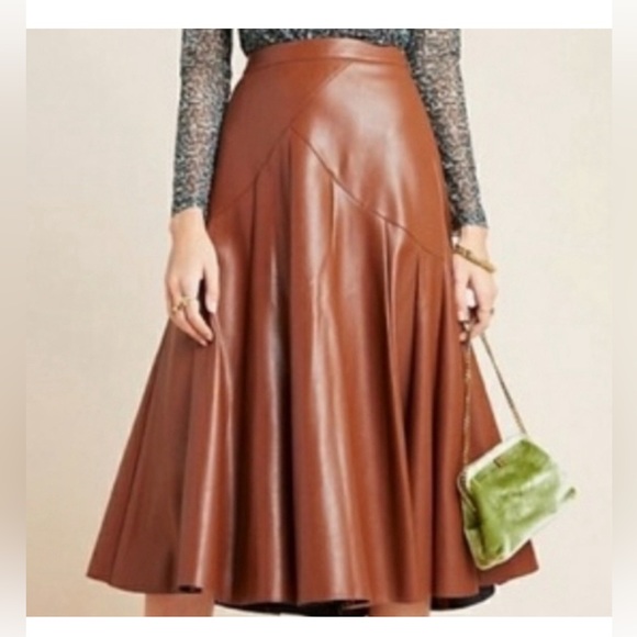 Anthropologie Maeve Mariska Faux Leather Skirt - Picture 1 of 3